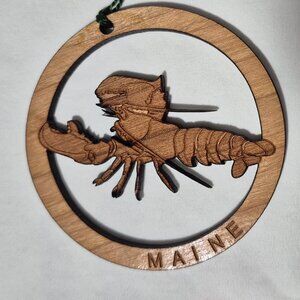 Made in Maine Laser cut wooden Lobster Christmas Ornament,